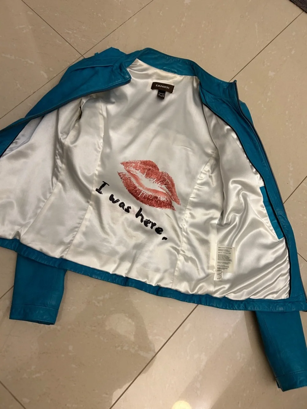 🩵Danier Leather Moto Jacket 2XS in Teal colour - Picture 4 of 12